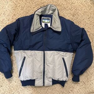 Vintage 80s Men's Two-Tone Blue and Gray Ski Jacket